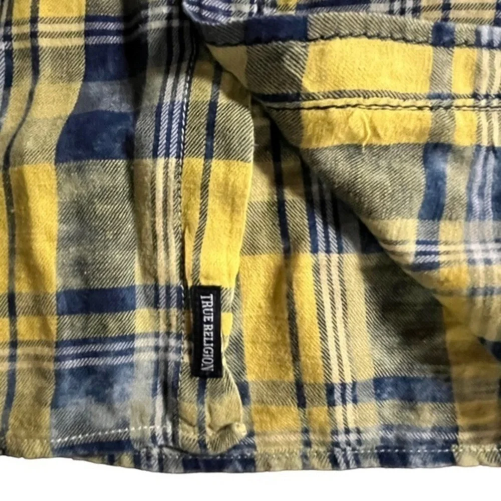 True Religion XL mens slim‎ short sleeve button down shirt